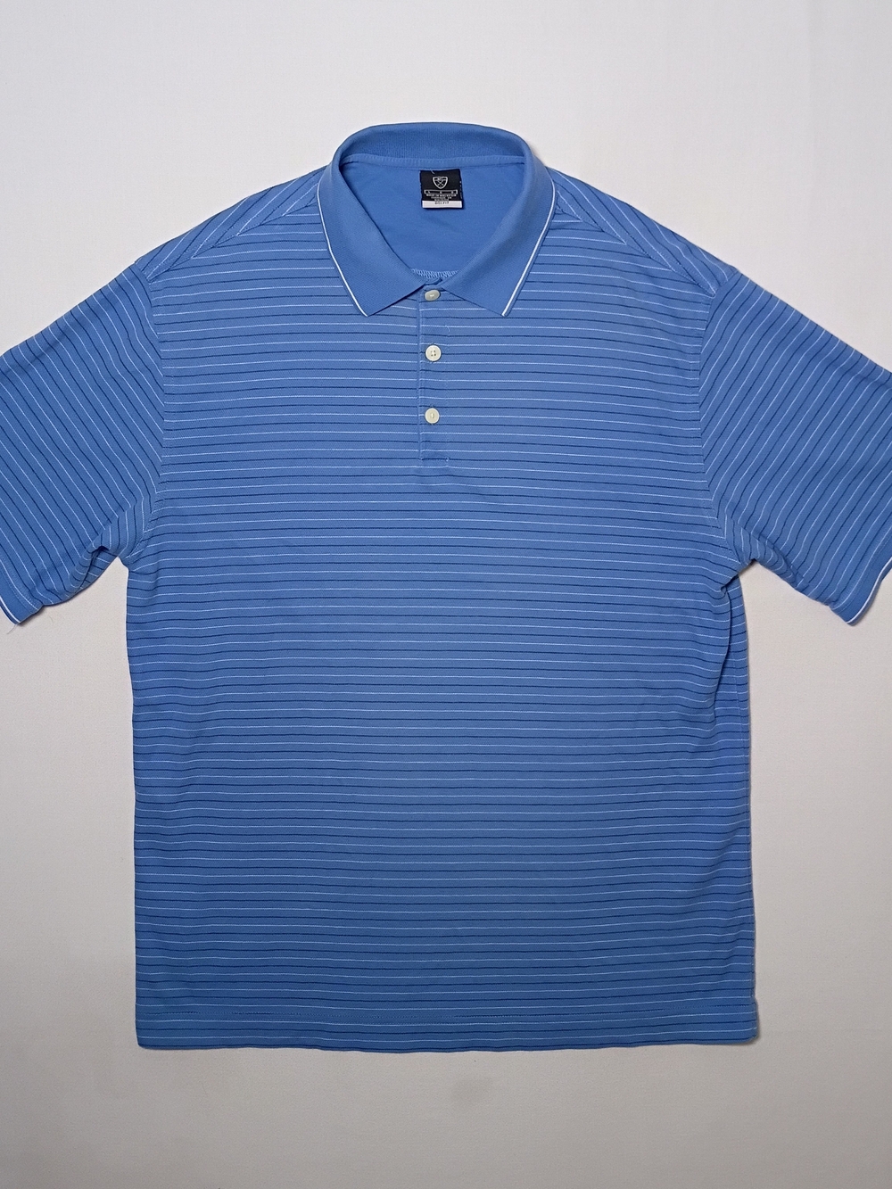 Vintage Nike Golf Mens Dri-Fit Cotton Poly Polo Shirt Large Blue Stripes